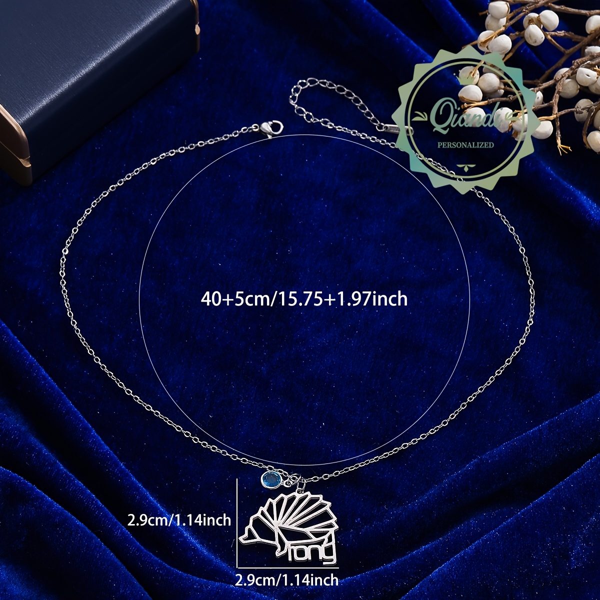Personalized Custom Stainless Steel Necklace with Hedgehog Details